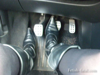 Driving With Beautiful Boots And Black Stockings Hummmmm